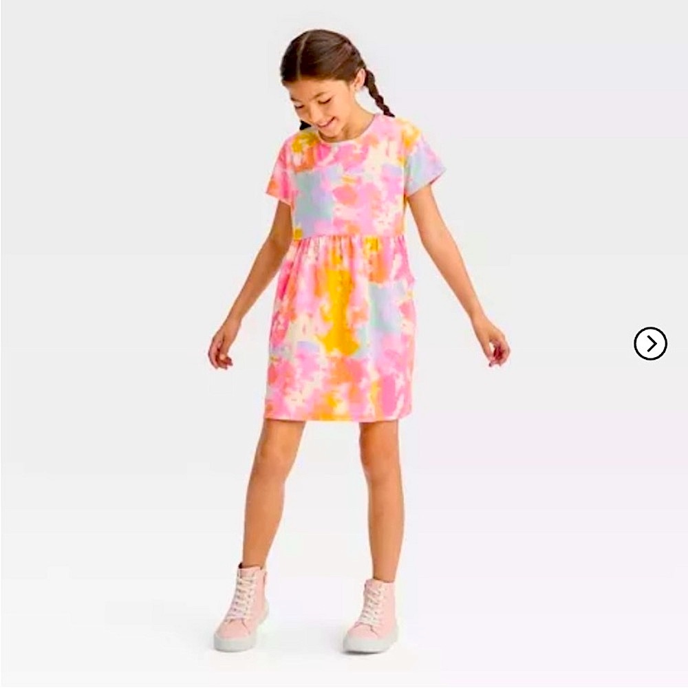 Cat & Jack warm Tie Dye Girls Dress in pink, size Girls XXL ( 18 )